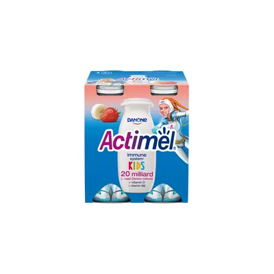 ACTIMEL Iaurt de baut Kids cu capsuni si banane 4*100g
