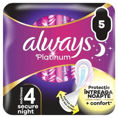 Absorbante periodice ALWAYS Platinum Secure Night, marime 4, 5 buc