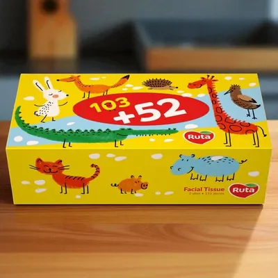 Servetele in cutie RUTA Kids, 2 straturi, cosmetice, albe, 20 х 21 cm, 155 buc