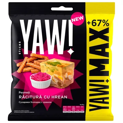 Pesmeti YAW! MAX Sticks Racitura cu hrean 85g